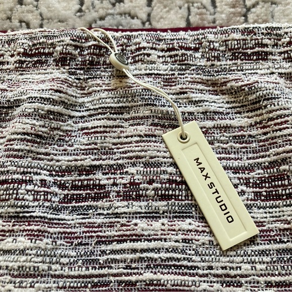 Max Studio Burgundy Tweed Embroidered Trim Pencil Skirt Size XL - Picture 3 of 9